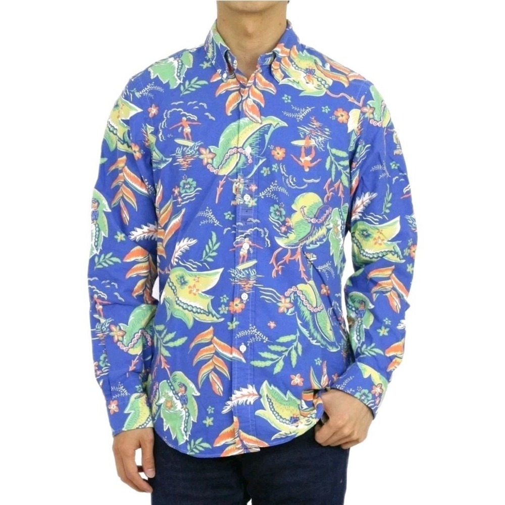 Polo Ralph Lauren‎ Shirt Mens Large Classic Fit Long Sleeve Floral Aloha Button